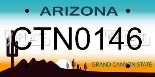 CTN0146 Arizona License Plate