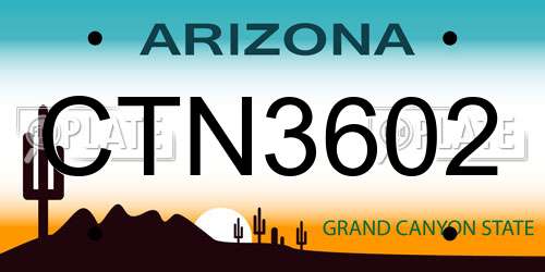 CTN3602 Arizona License Plate