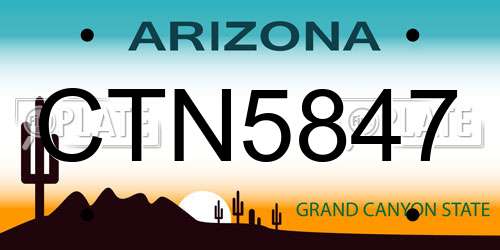 CTN5847 Arizona License Plate