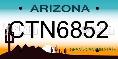CTN6852 Arizona License Plate