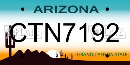 CTN7192 Arizona License Plate