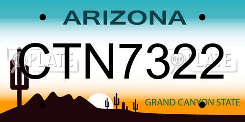 CTN7322 Arizona License Plate
