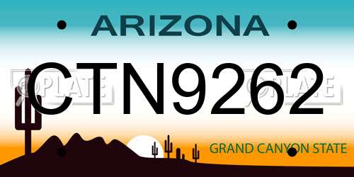 CTN9262 Arizona License Plate