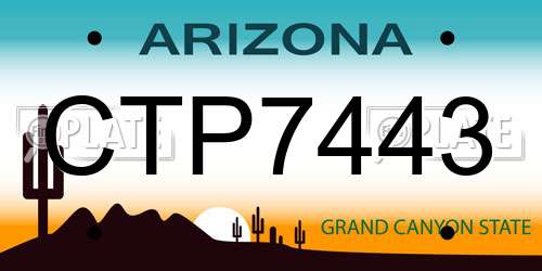 CTP7443 Arizona License Plate