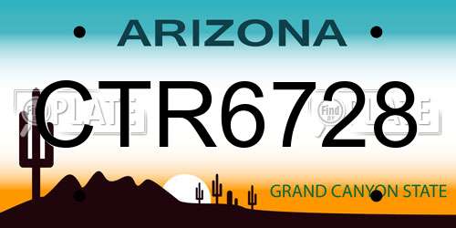 CTR6728 Arizona License Plate