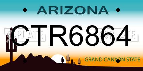 CTR6864 Arizona License Plate