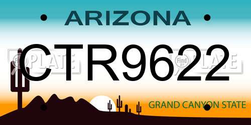 CTR9622 Arizona License Plate