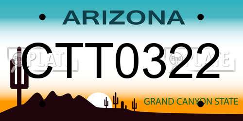 CTT0322 Arizona License Plate