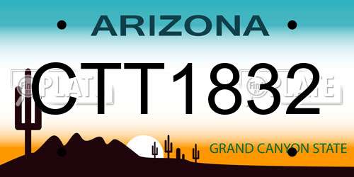 CTT1832 Arizona License Plate