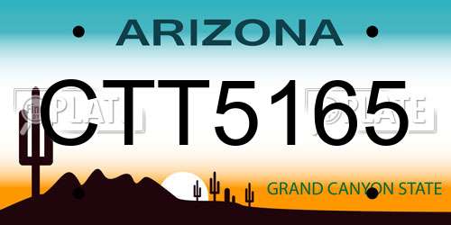 CTT5165 Arizona License Plate
