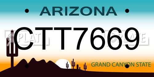 CTT7669 Arizona License Plate