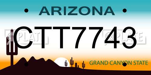 CTT7743 Arizona License Plate