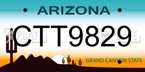 CTT9829 Arizona License Plate
