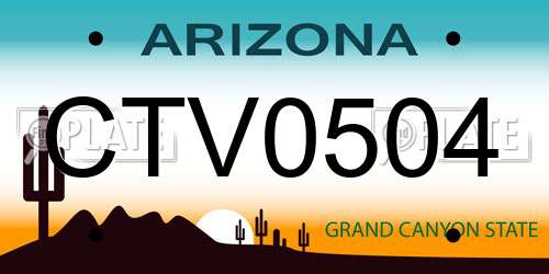 CTV0504 Arizona License Plate