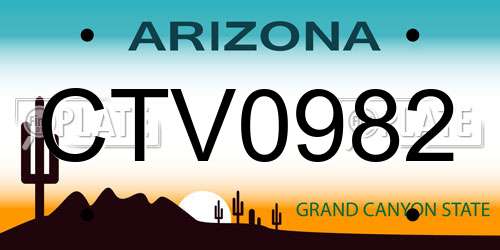 CTV0982 Arizona License Plate