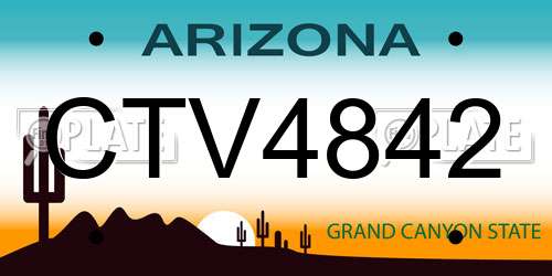 CTV4842 Arizona License Plate