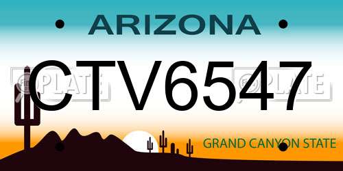 CTV6547 Arizona License Plate