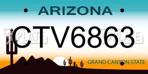 CTV6863 Arizona License Plate