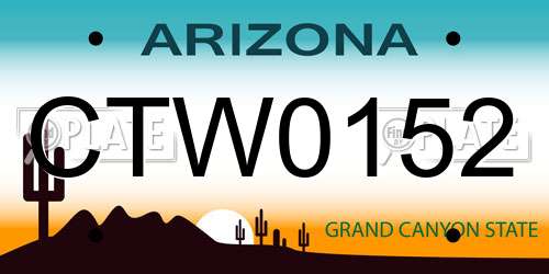 CTW0152 Arizona License Plate
