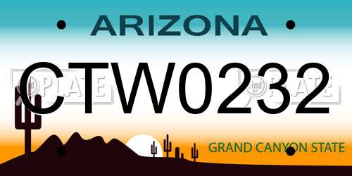 CTW0232 Arizona License Plate