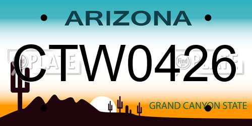 CTW0426 Arizona License Plate