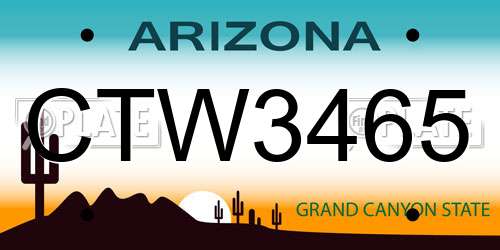 CTW3465 Arizona License Plate