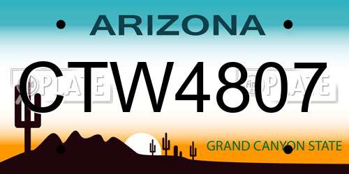 CTW4807 Arizona License Plate