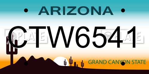 CTW6541 Arizona License Plate