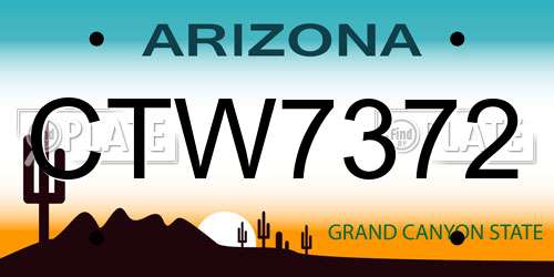 CTW7372 Arizona License Plate