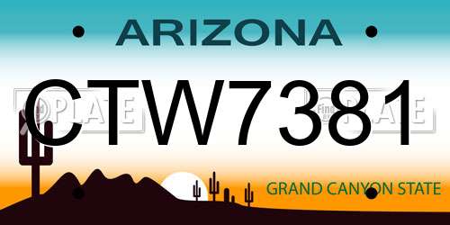 CTW7381 Arizona License Plate