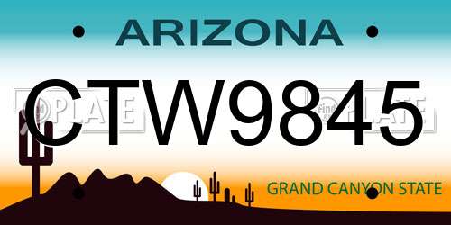 CTW9845 Arizona License Plate
