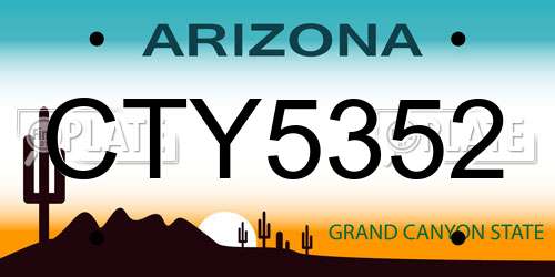 CTY5352 Arizona License Plate