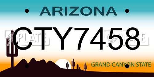 CTY7458 Arizona License Plate