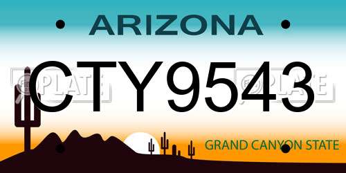 CTY9543 Arizona License Plate
