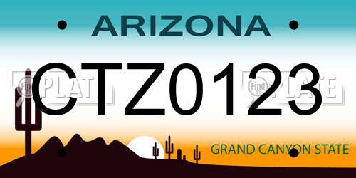 CTZ0123 Arizona License Plate