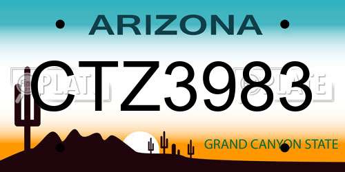 CTZ3983 Arizona License Plate