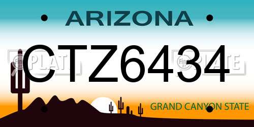 CTZ6434 Arizona License Plate