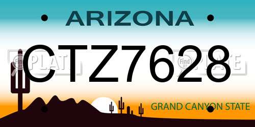 CTZ7628 Arizona License Plate