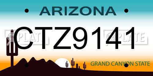 CTZ9141 Arizona License Plate