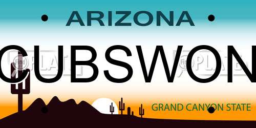 CUBSWON Arizona License Plate