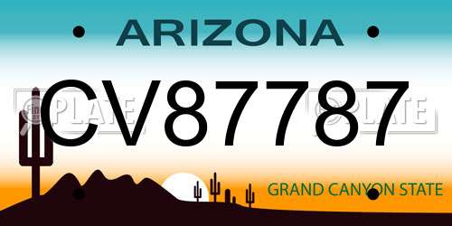 CV87787 Arizona License Plate
