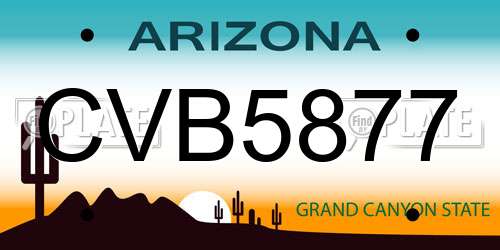 CVB5877 Arizona License Plate