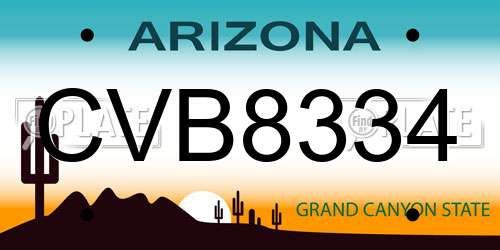 CVB8334 Arizona License Plate