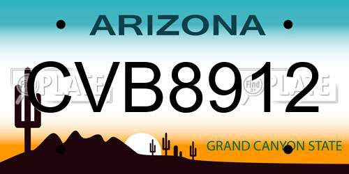 CVB8912 Arizona License Plate