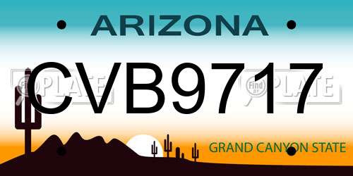 CVB9717 Arizona License Plate