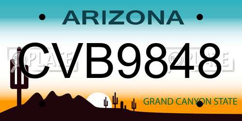 CVB9848 Arizona License Plate