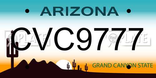 CVC9777 Arizona License Plate