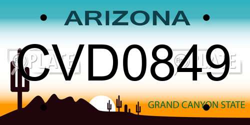CVD0849 Arizona License Plate