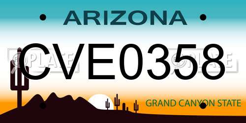 CVE0358 Arizona License Plate