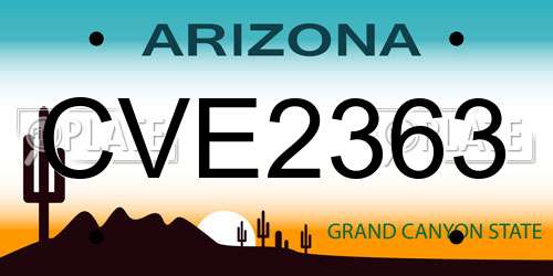CVE2363 Arizona License Plate
